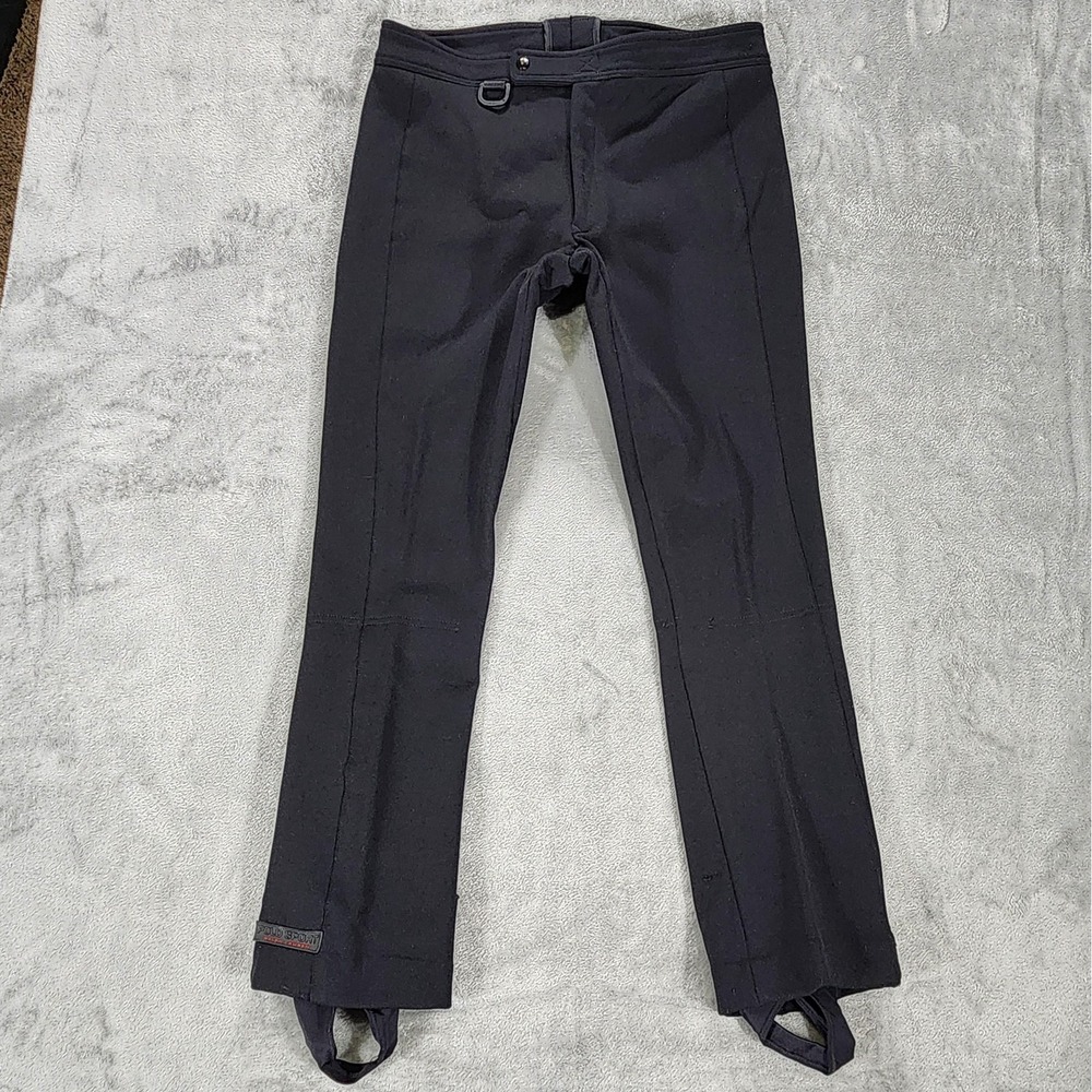 Vintage Polo Sport Ralph Lauren Snow Pants Mens 33x30 Black Stirrup Ski Zip Cuff